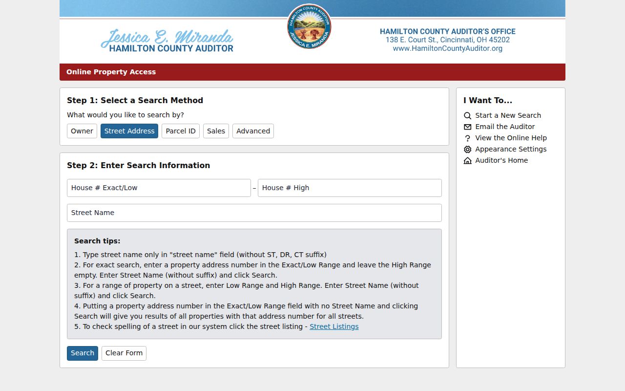 Cincinnati residents directory Hamilton County Auditor property search