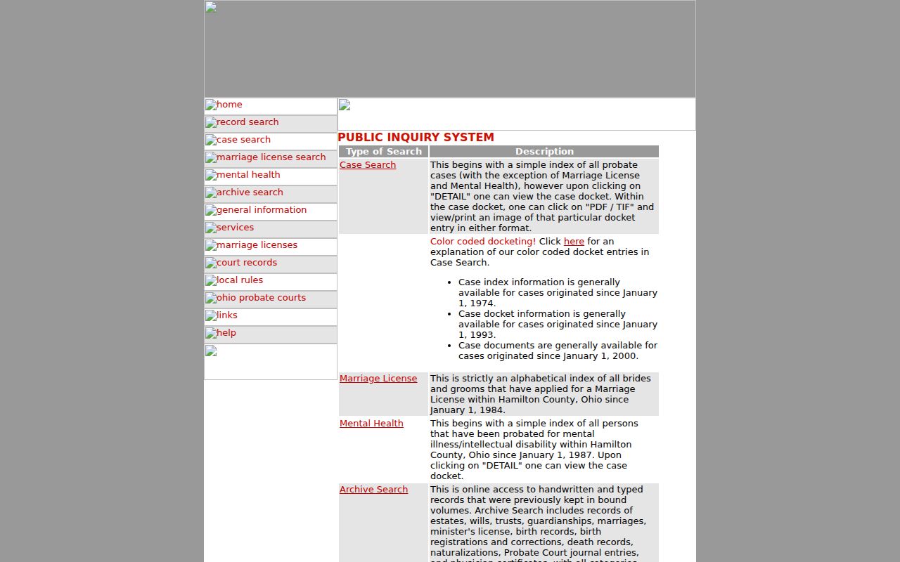 Cincinnati residents directory Hamilton County Probate Court search