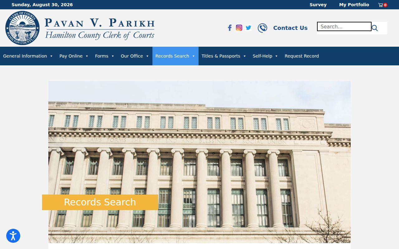 Cincinnati residents directory Hamilton County Clerk records search