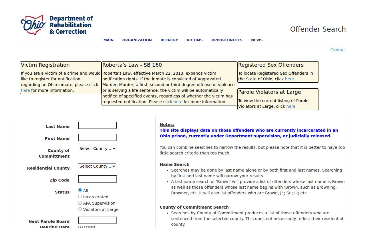Cincinnati resident lookup Ohio offender search