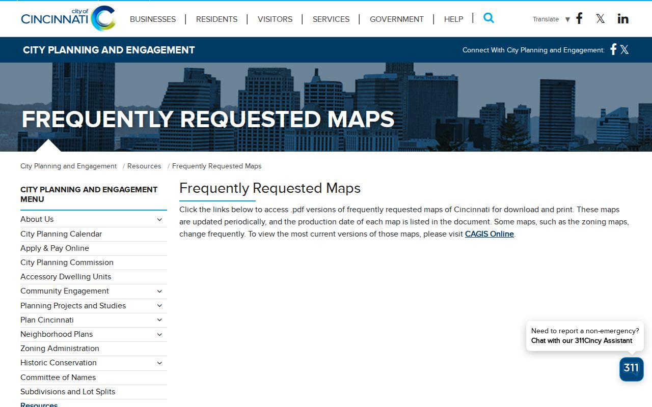 Cincinnati ZIP code directory planning maps